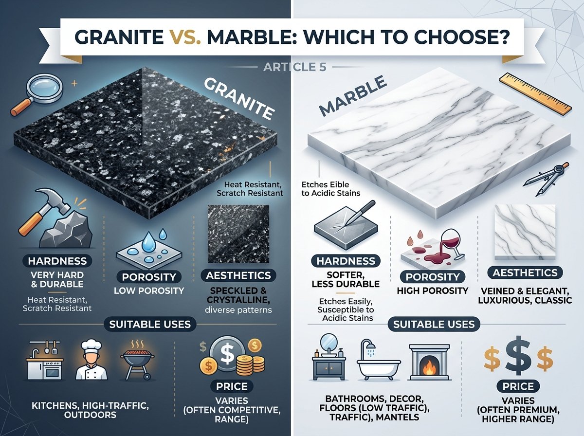 Granit vs Marbre : Lequel Choisir ?